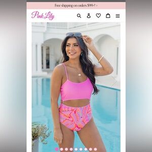 Pink Lily Swimsuit NWT size Large